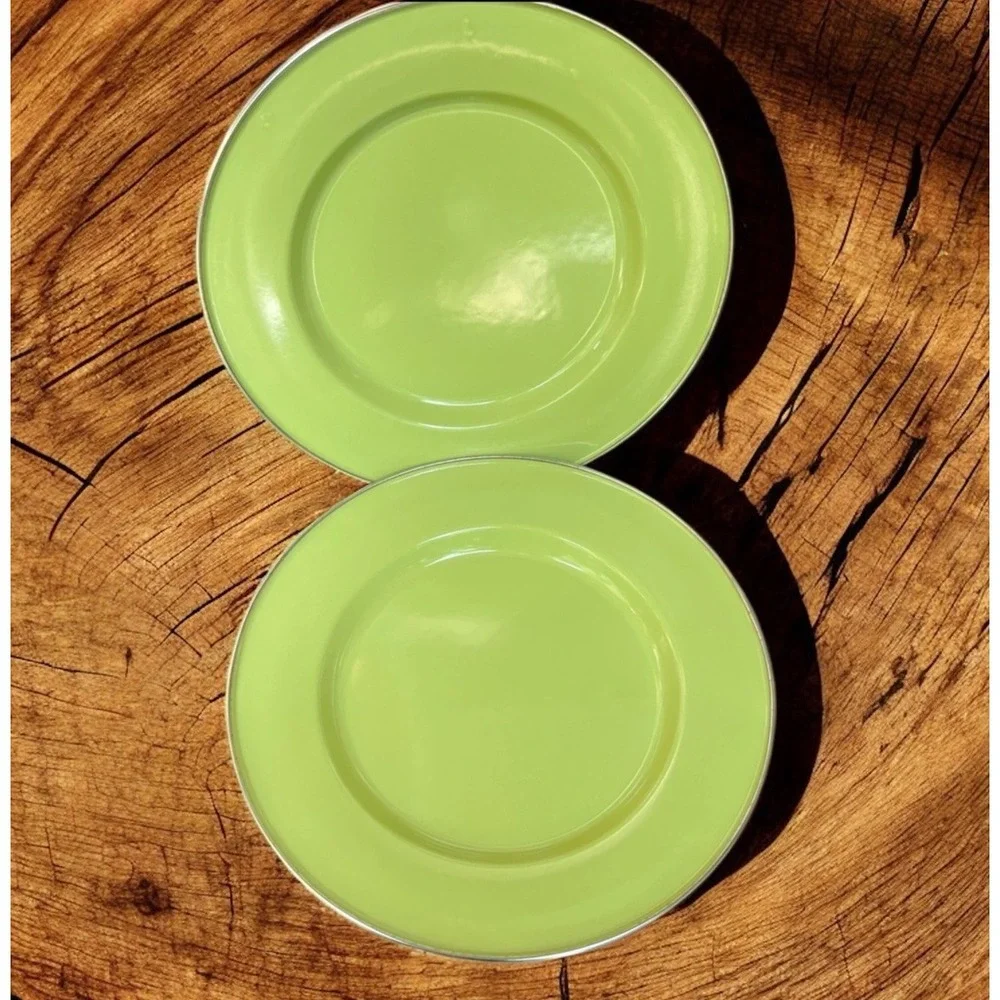 Discontinued Pottery Barn Enamelware Chargers Plates 12